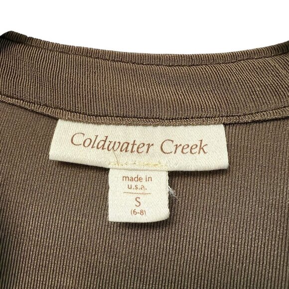 COLDWATER CREEK Women's Top Small Stretch Slinky Knit Long Sleeve Tan Tunic NWT - Picture 4 of 12